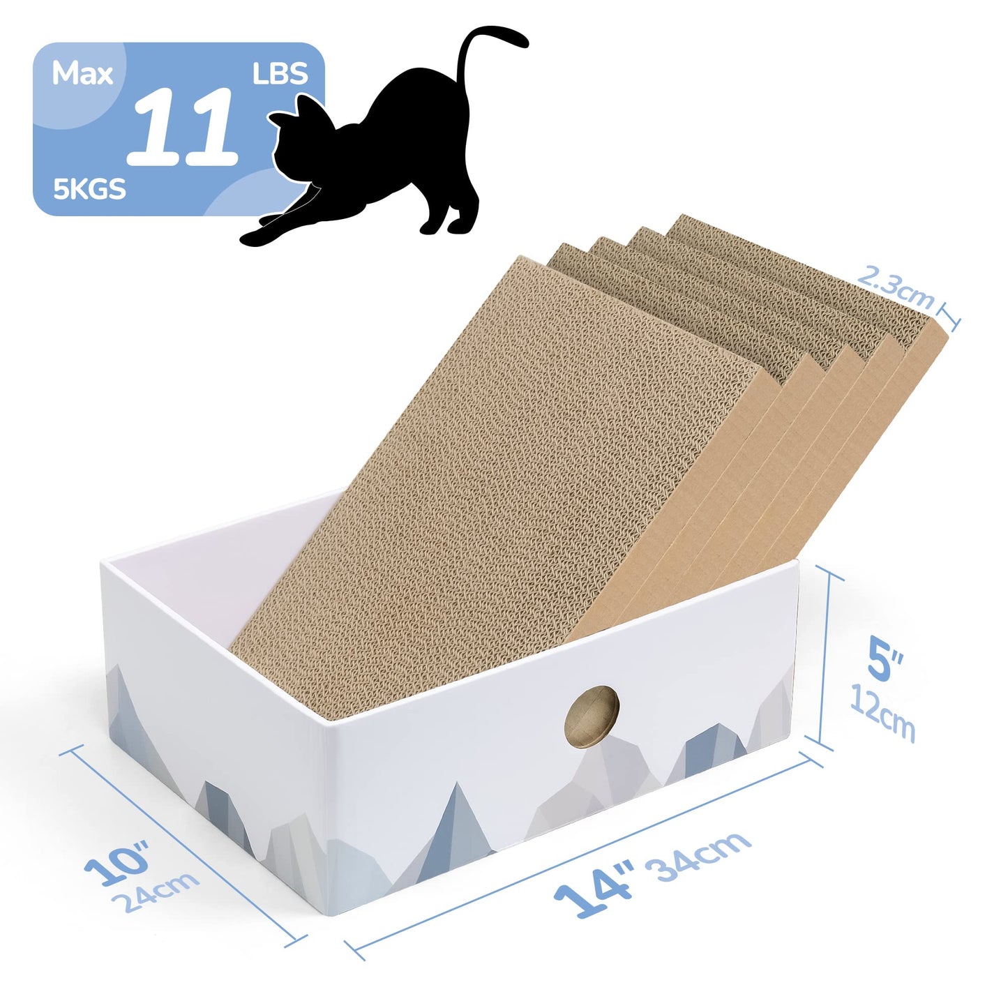Cat Scratcher Lounge Box with Refill Pad – White