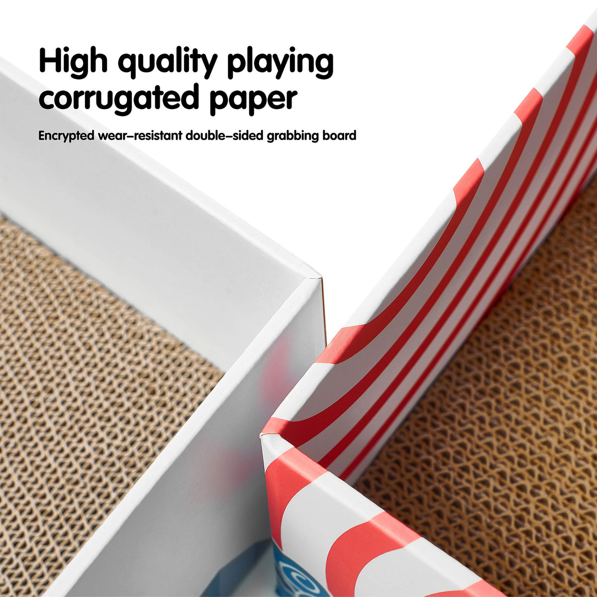 Cat Scratcher Lounge Box with Refill Pad – White