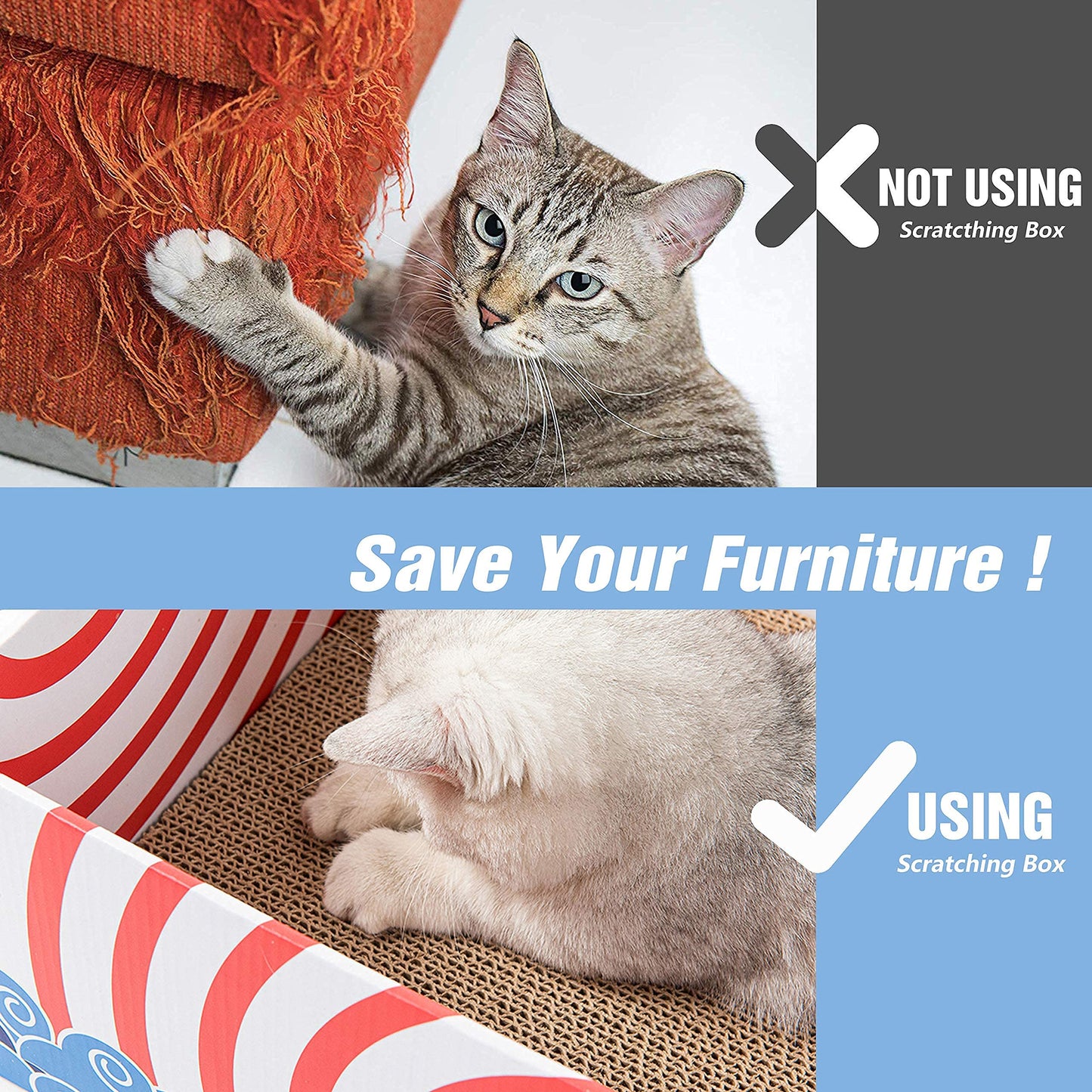 Cat Scratcher Lounge Box with Refill Pad – White