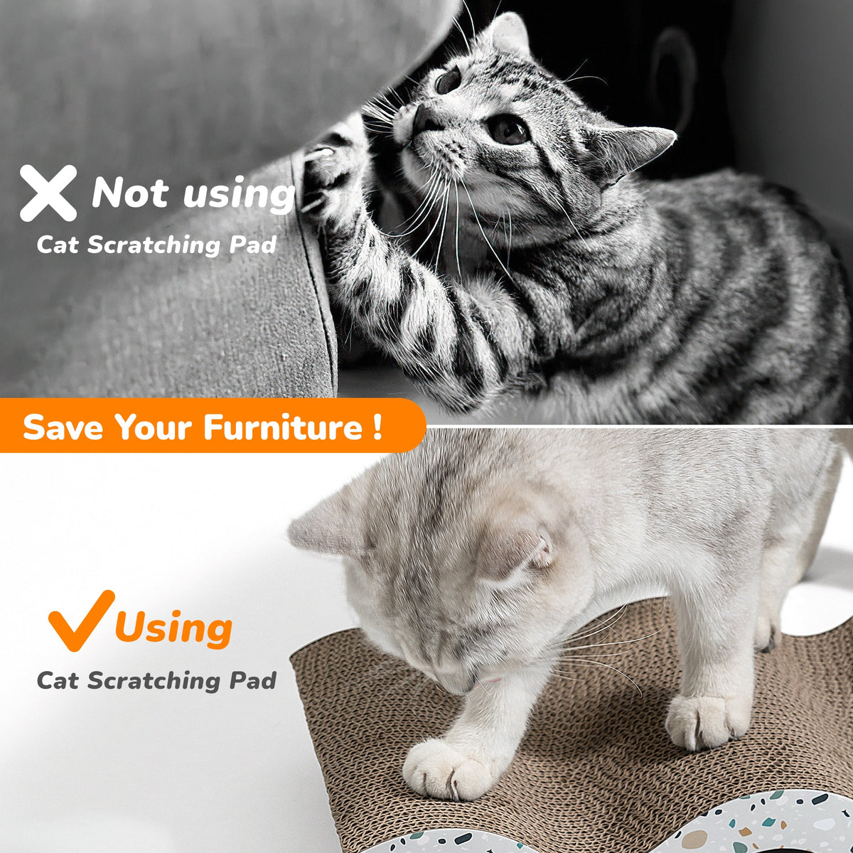 Reversible Cardboard Cat Scratcher Pad – Mountain Texture, Large
