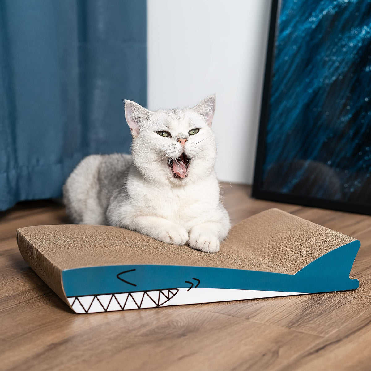Reversible Cardboard Cat Scratcher Pad – Shark Texture, Large