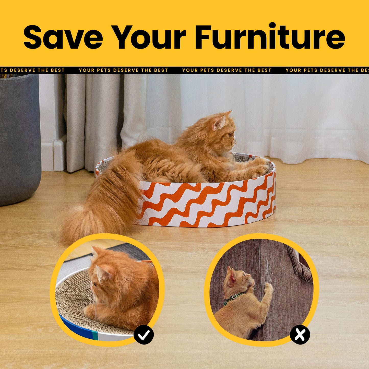 Round Cardboard Cat Scratcher Lounge Bowl
