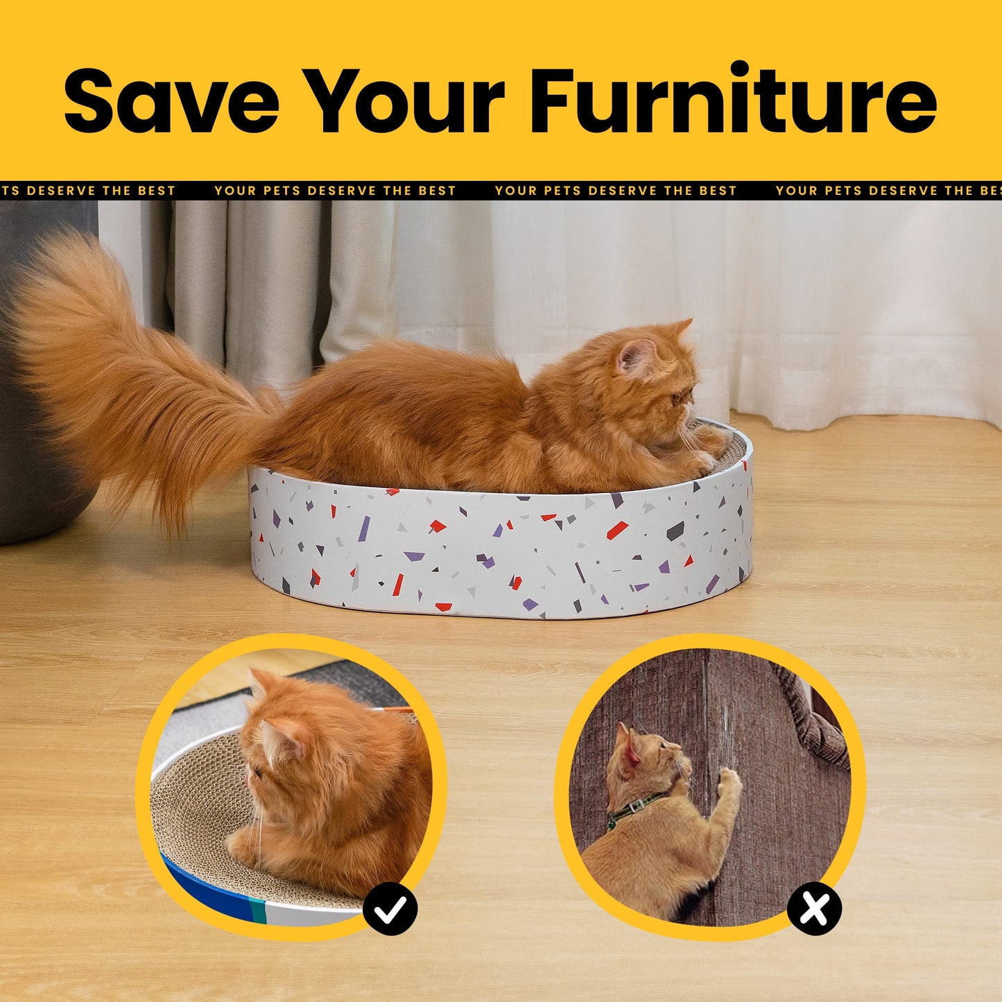 Round Cardboard Cat Scratcher Lounge Bowl