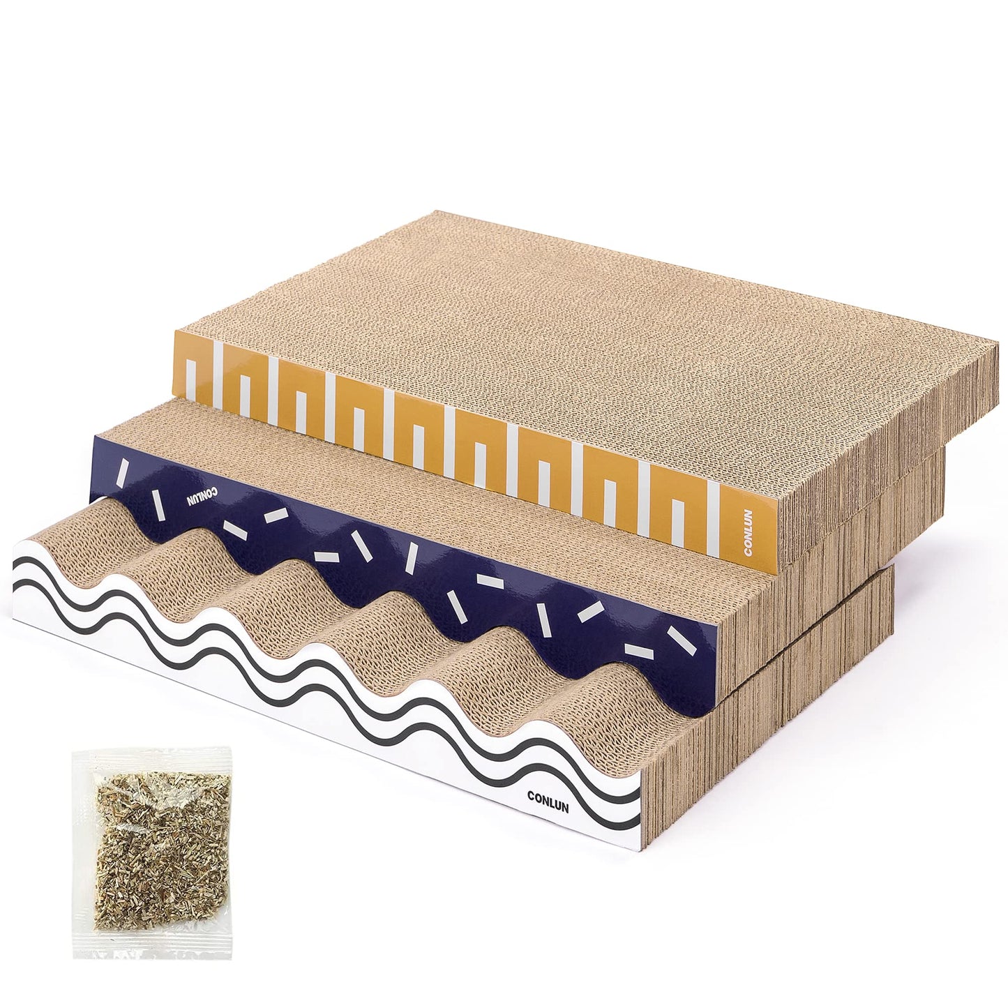 3-in-1 Cat Scratcher Pad Set with Catnip – Wave
