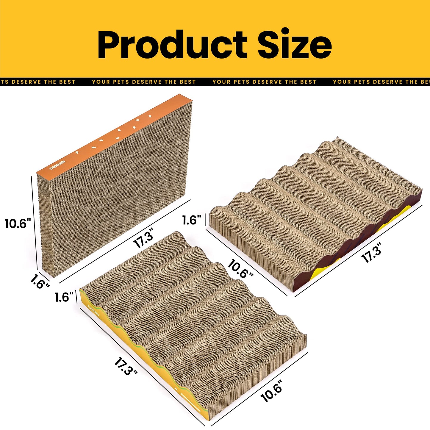 3-in-1 Cat Scratcher Pad Set with Catnip – Wave