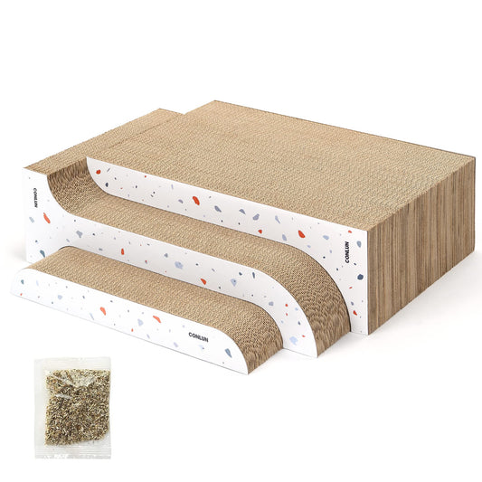 3-in-1 Cat Scratcher Pad Set with Catnip – Curve