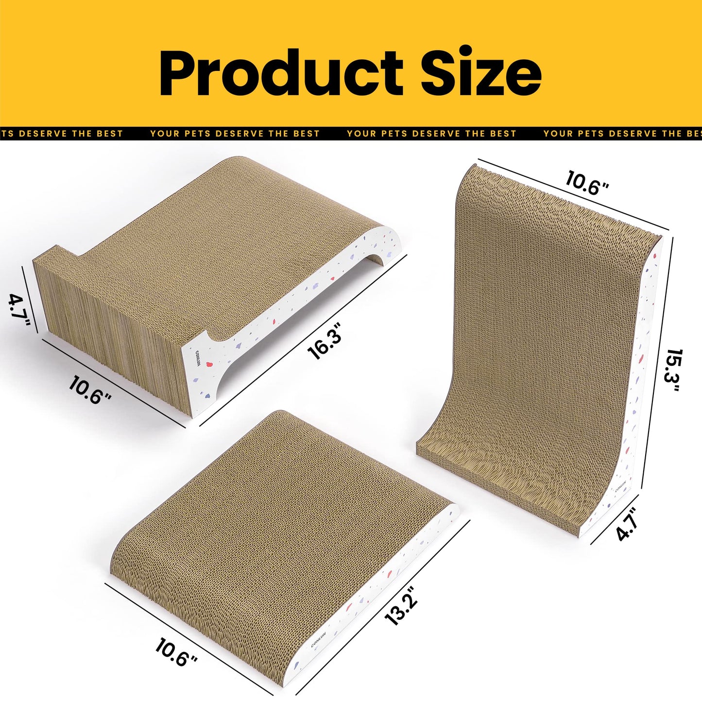 3-in-1 Cat Scratcher Pad Set with Catnip – Curve