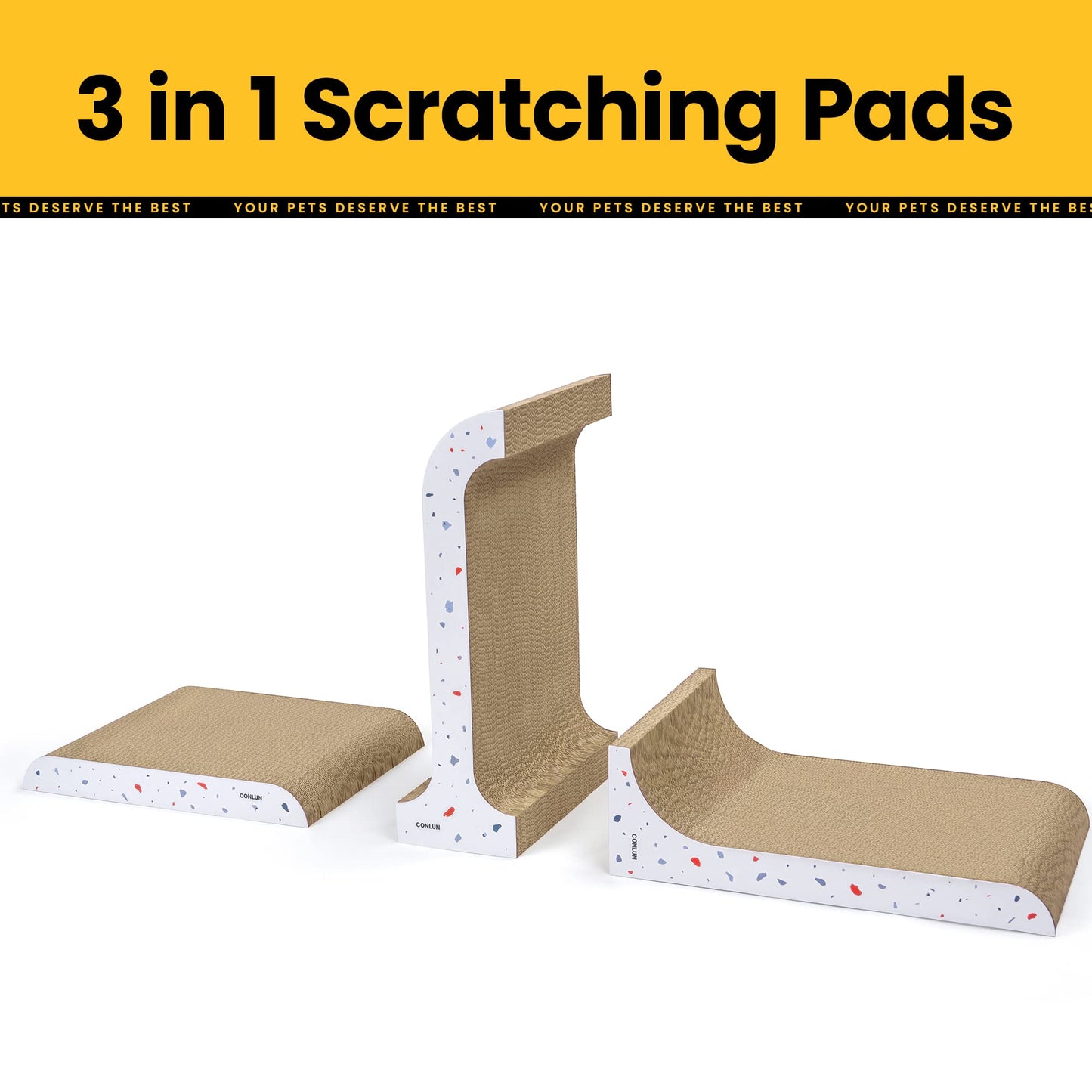 3-in-1 Cat Scratcher Pad Set with Catnip – Curve