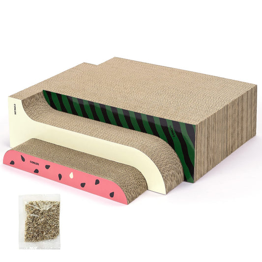 3-in-1 Cat Scratcher Pad Set with Catnip – Curve