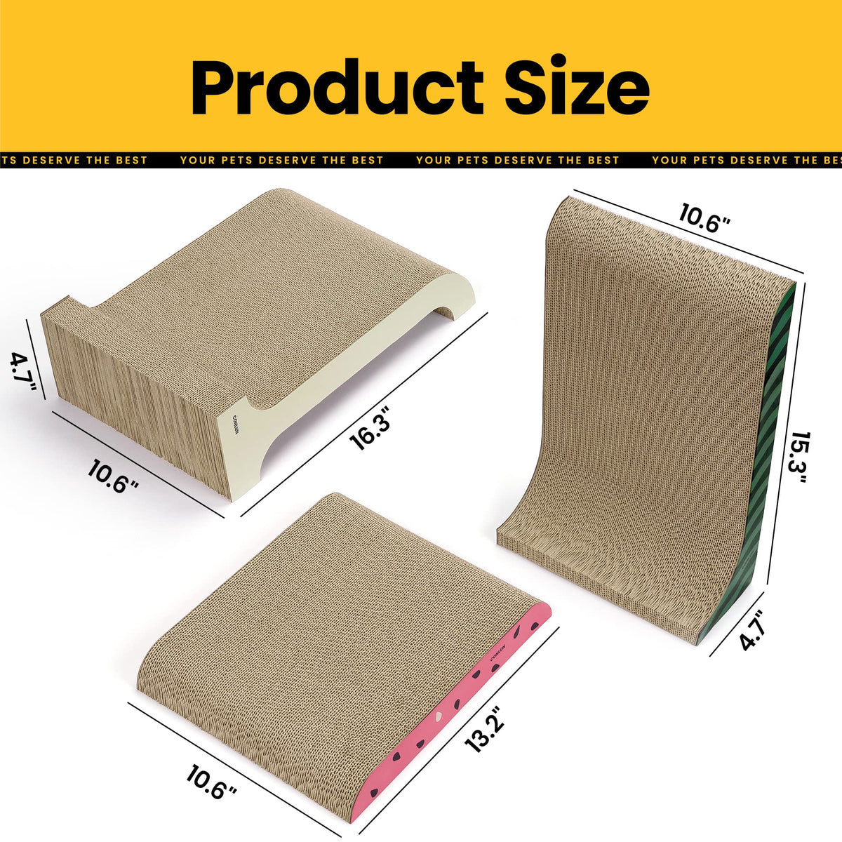 3-in-1 Cat Scratcher Pad Set with Catnip – Curve
