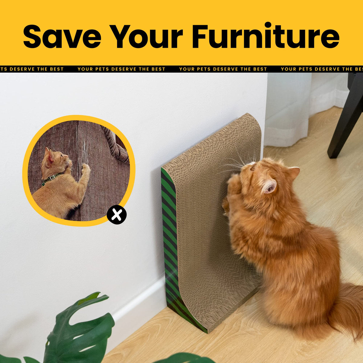 3-in-1 Cat Scratcher Pad Set with Catnip – Curve