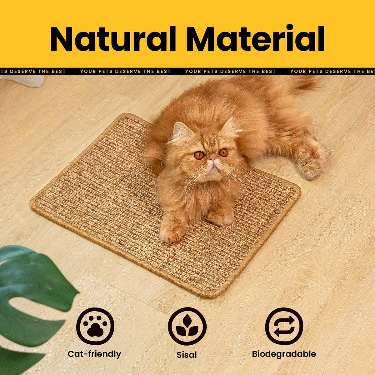 Natural Sisal Cat Scratcher Mat – Brown