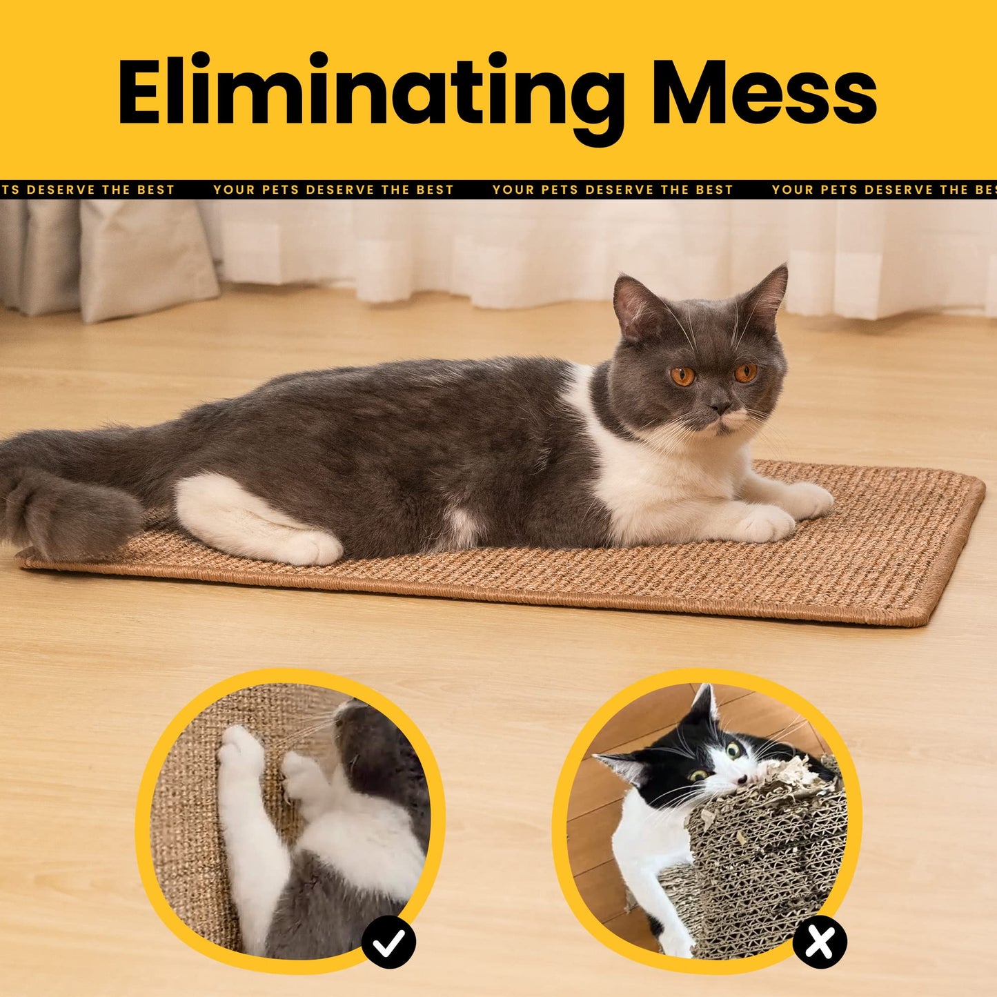 Natural Sisal Cat Scratcher Mat – Brown