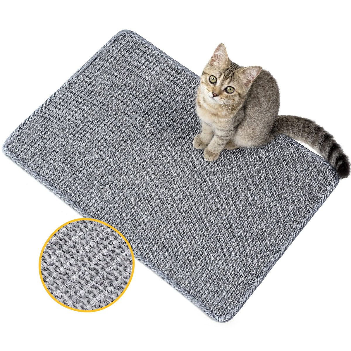 Natural Sisal Cat Scratcher Mat – Grey