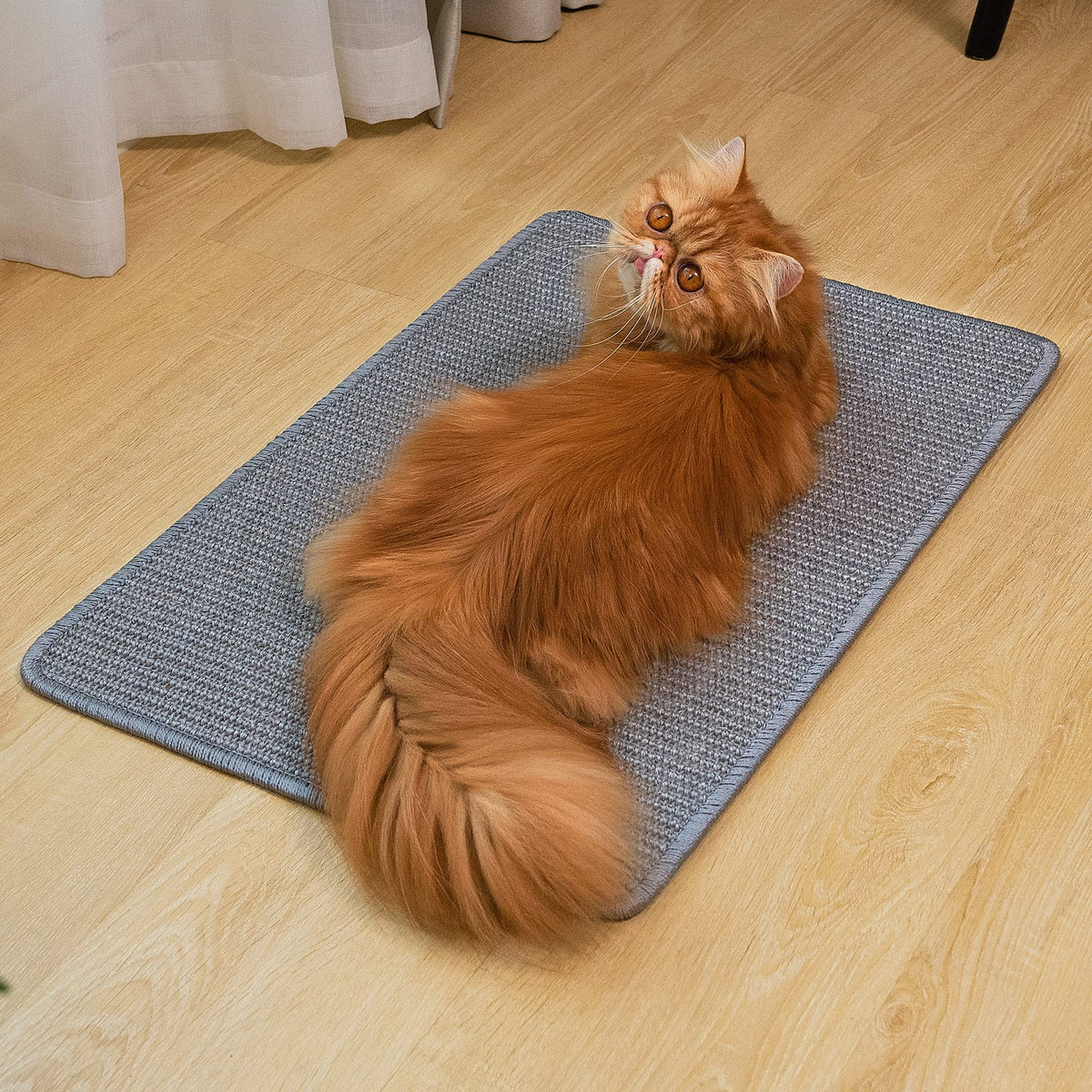 Natural Sisal Cat Scratcher Mat – Grey