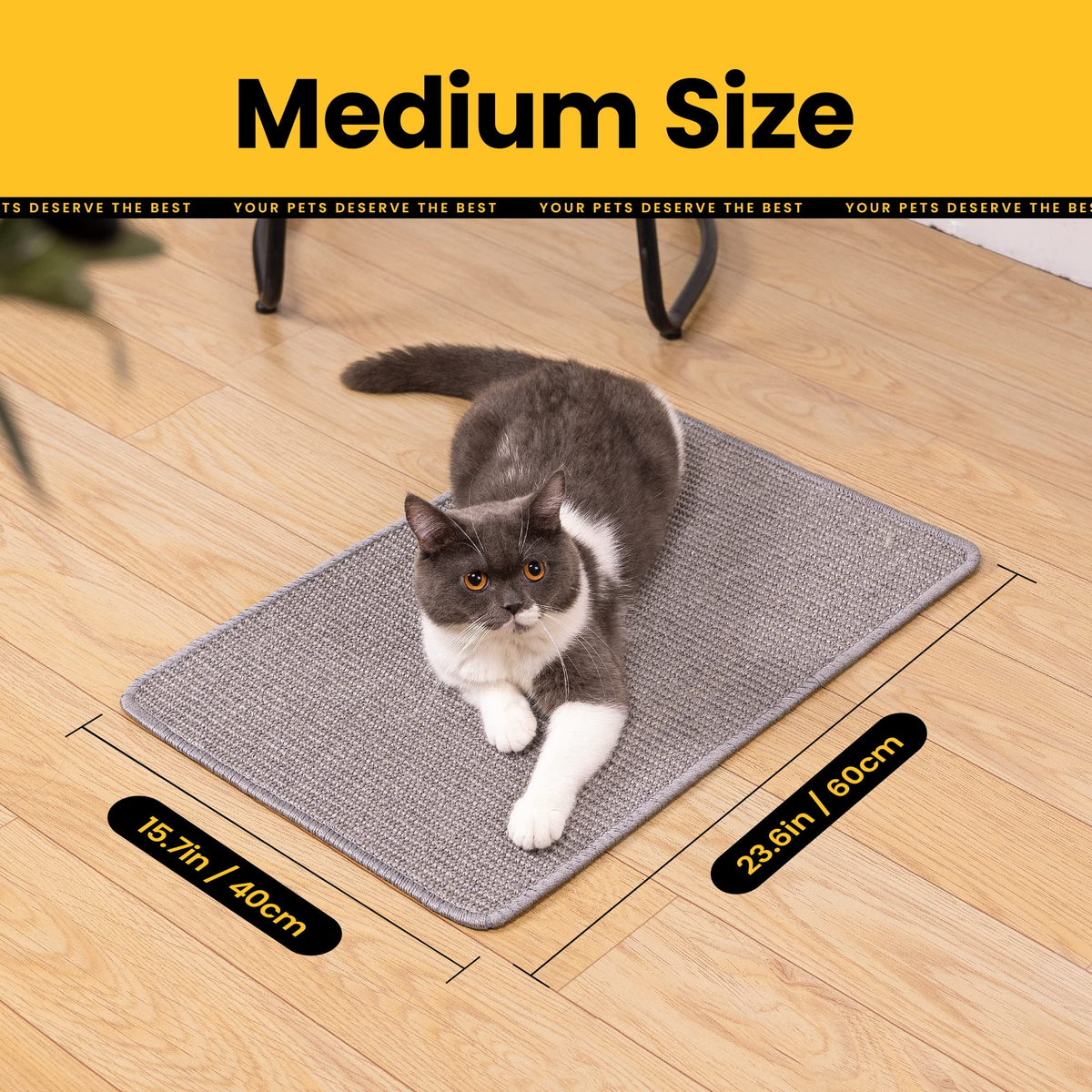 Natural Sisal Cat Scratcher Mat – Grey