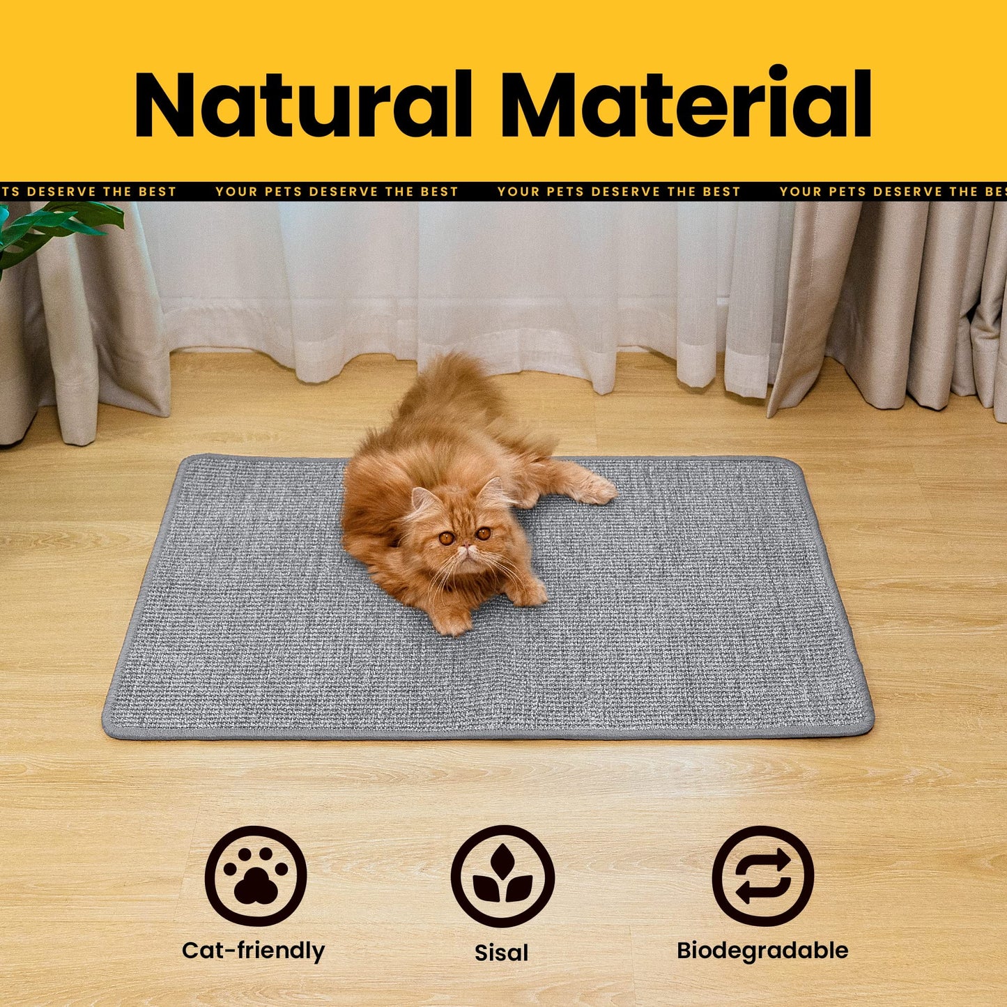 Natural Sisal Cat Scratcher Mat – Grey