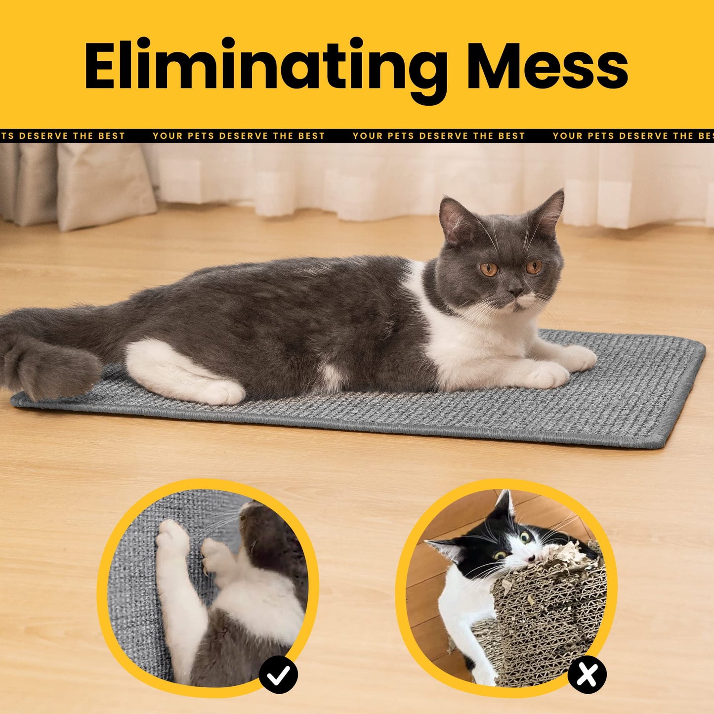 Natural Sisal Cat Scratcher Mat – Grey