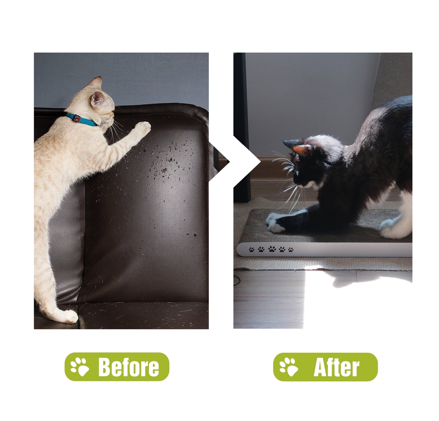 Reversible Cardboard Cat Scratcher Pad – White, Medium