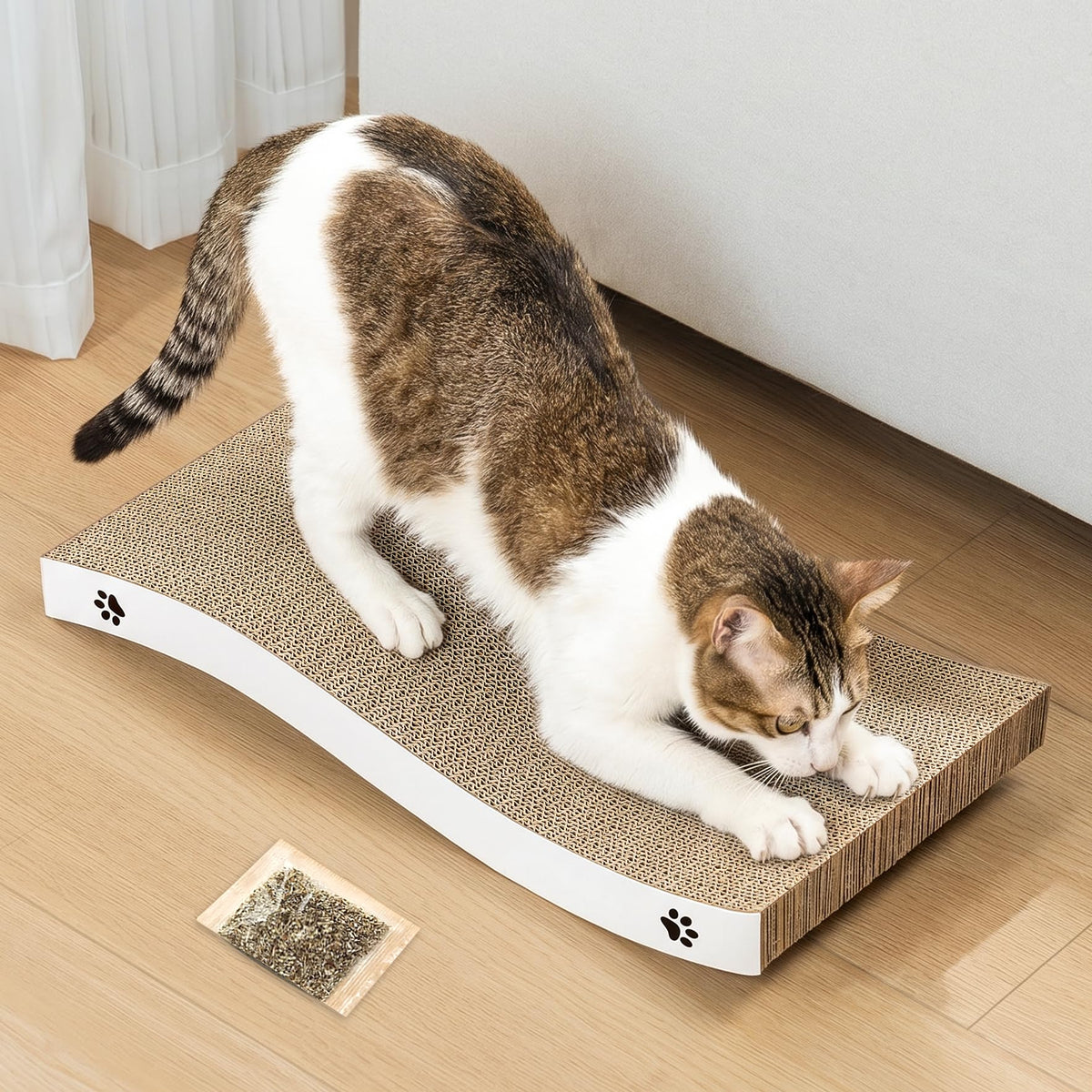 Reversible Cardboard Cat Scratcher Pad – White