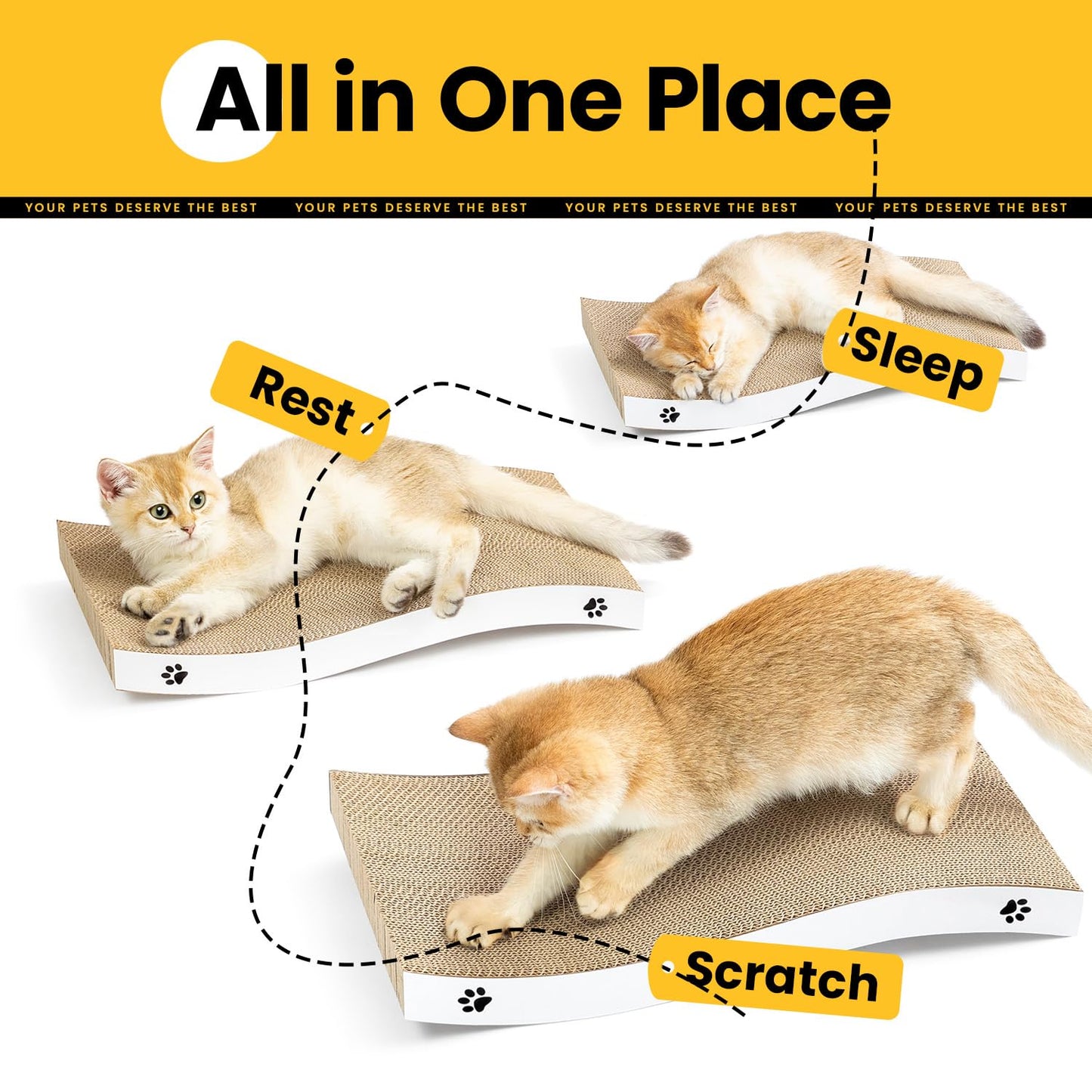 Reversible Cardboard Cat Scratcher Pad – White