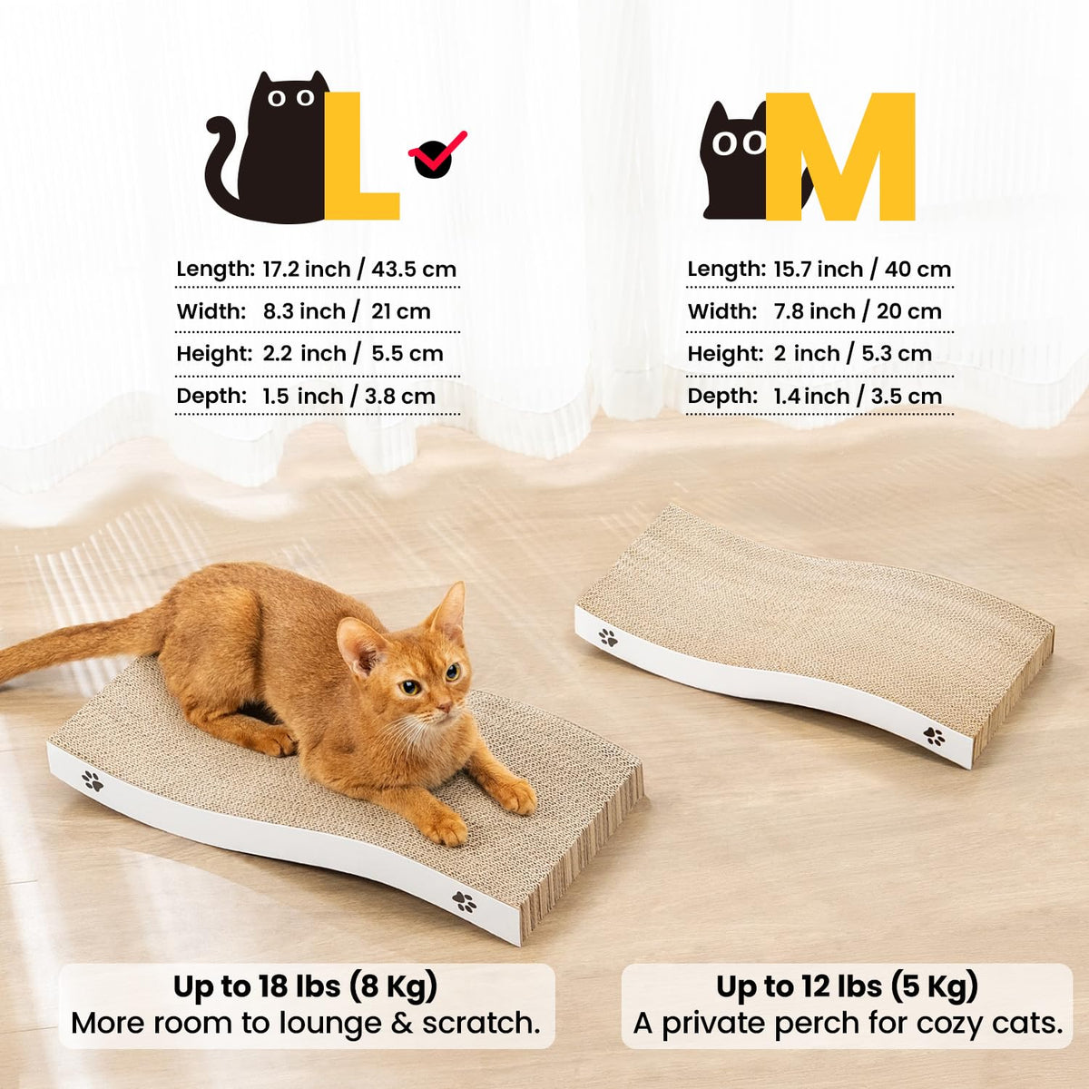 Reversible Cardboard Cat Scratcher Pad – White