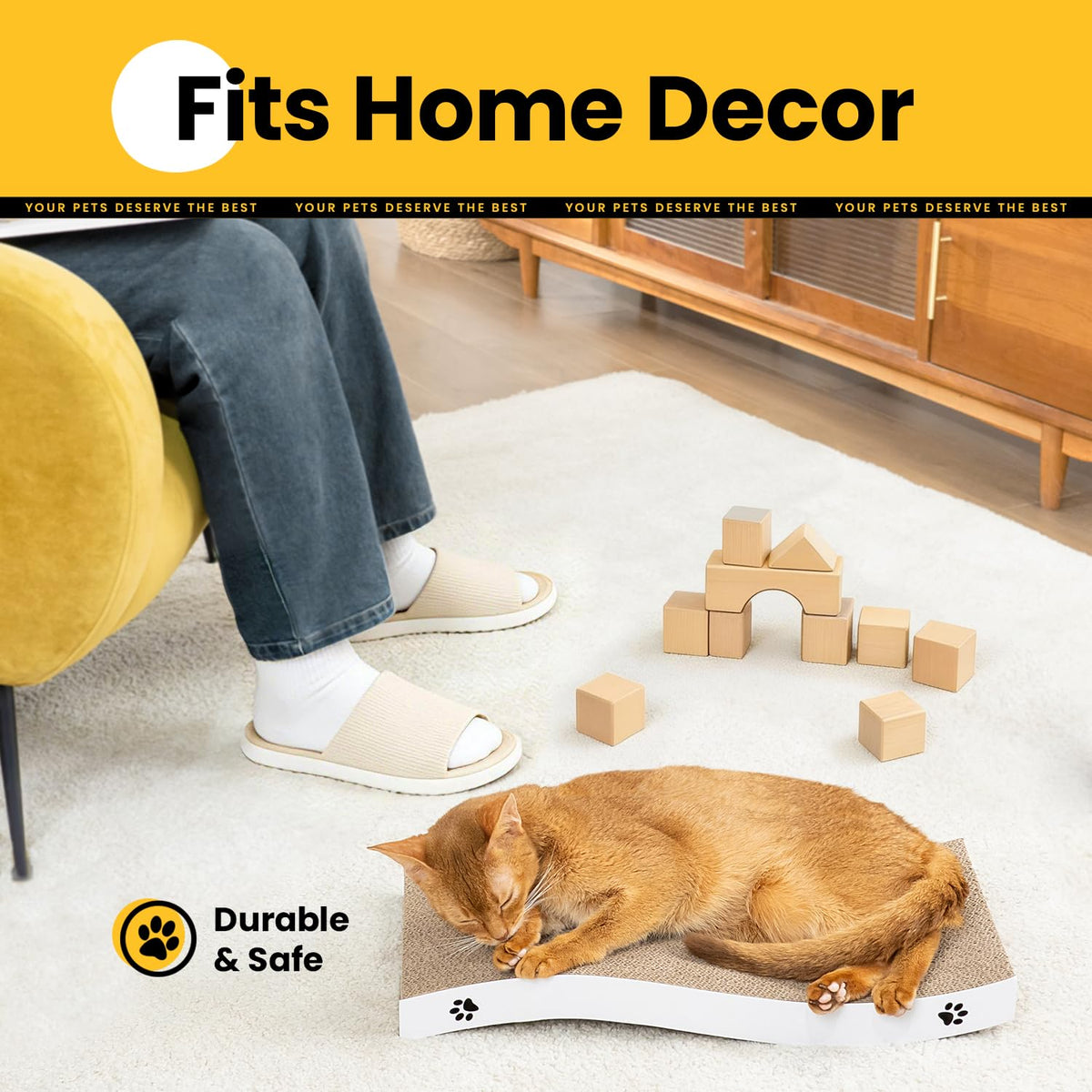 Reversible Cardboard Cat Scratcher Pad – White