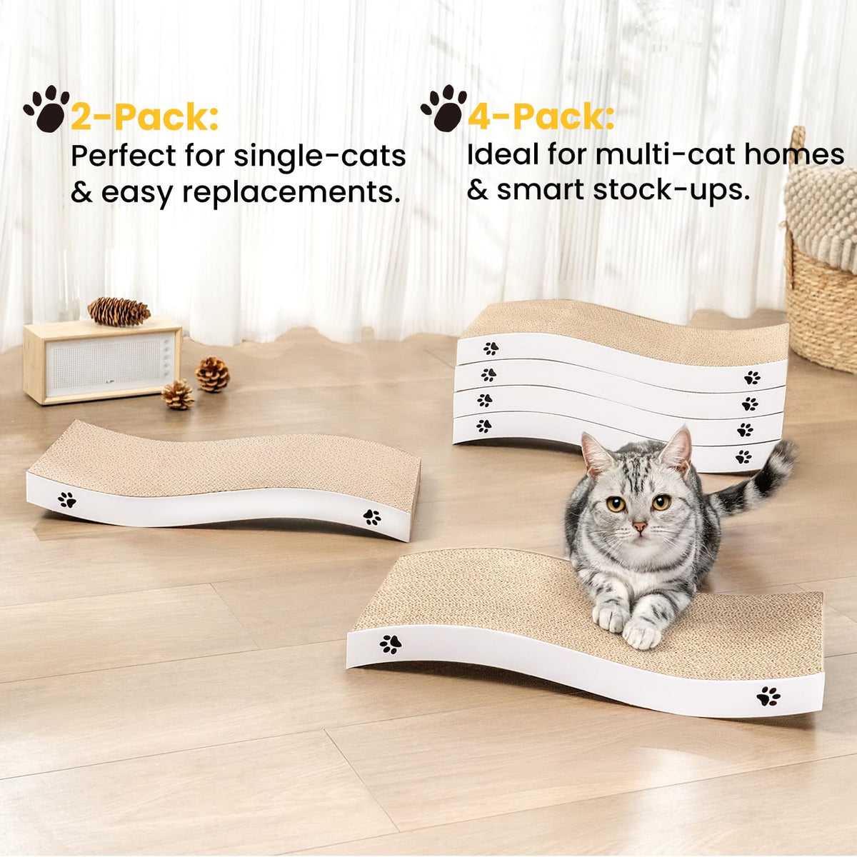 Reversible Cardboard Cat Scratcher Pad – White