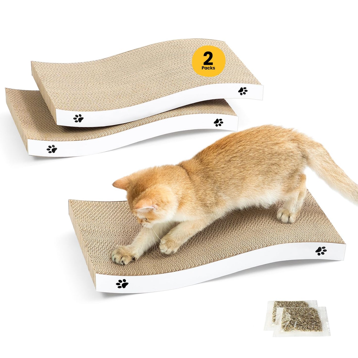 Reversible Cardboard Cat Scratcher Pad – White