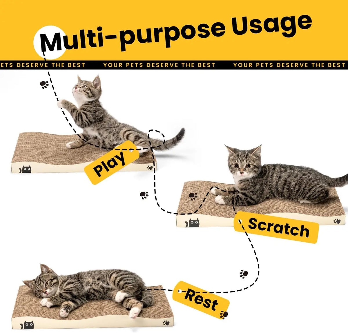 Reversible Cardboard Cat Scratcher Pad – Wave, Large