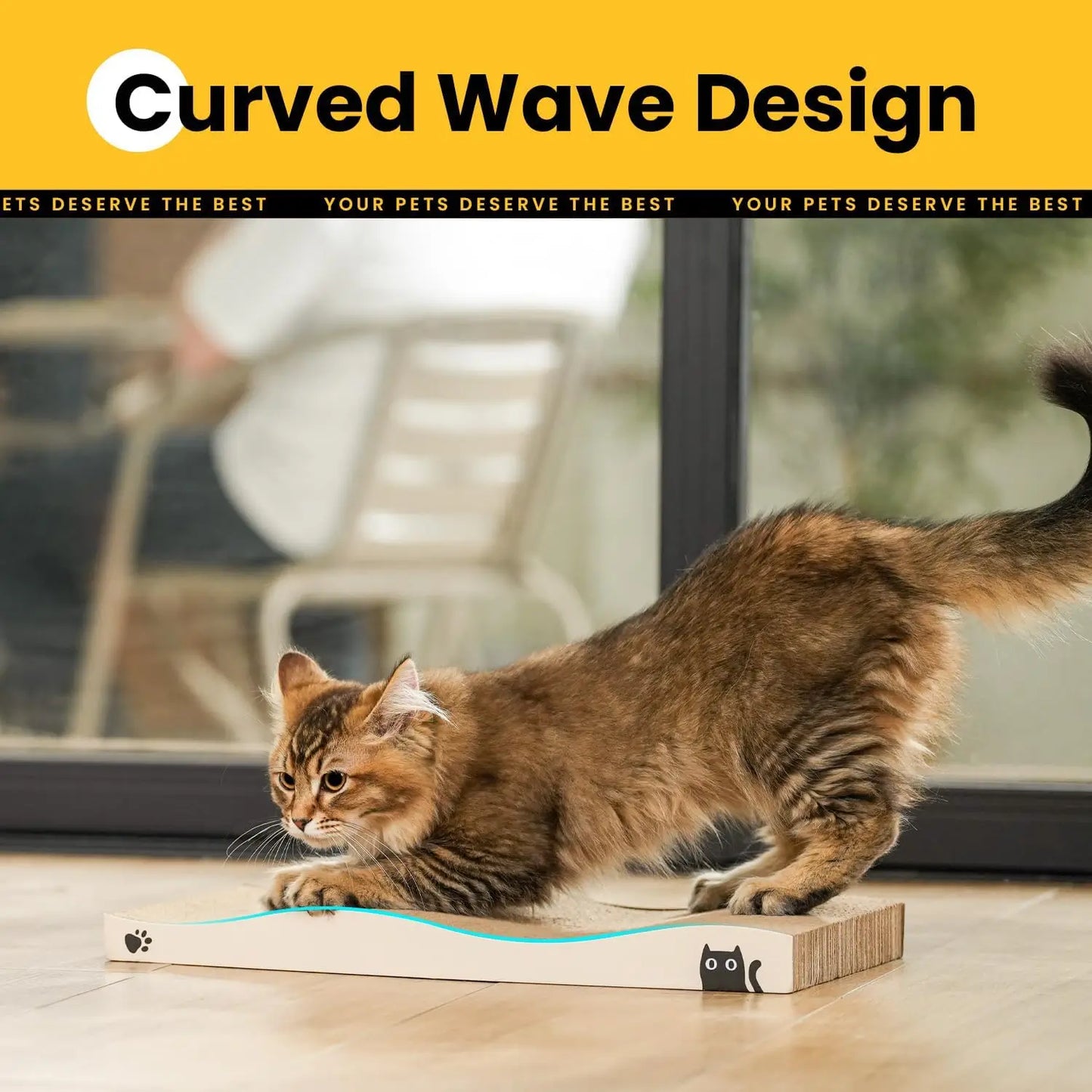 Reversible Cardboard Cat Scratcher Pad – Wave, Large