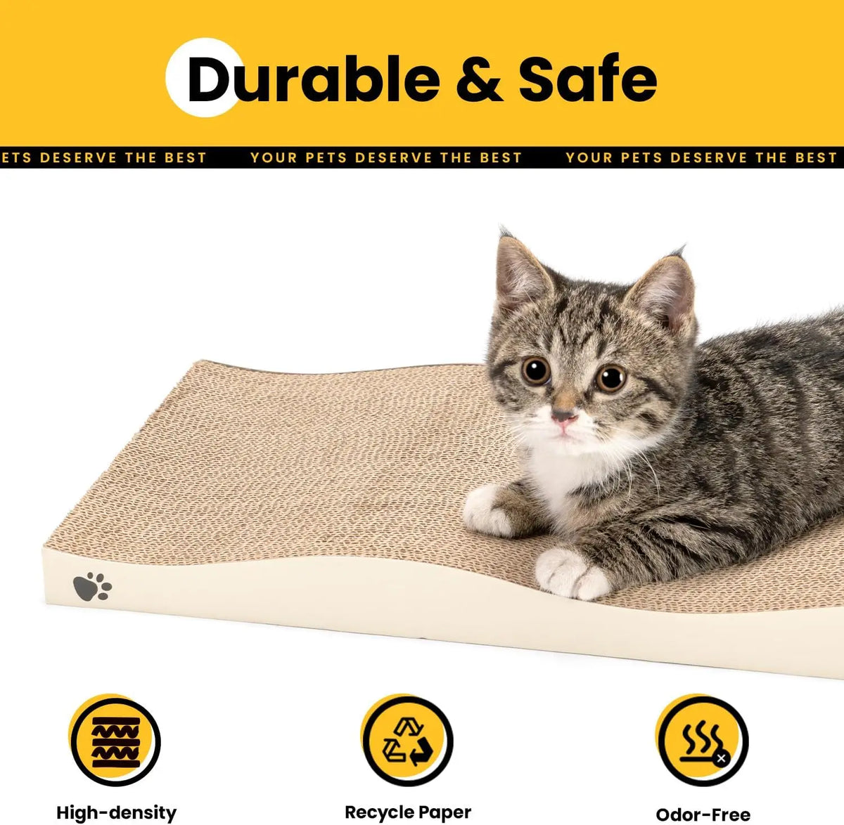 Reversible Cardboard Cat Scratcher Pad – Wave, Large