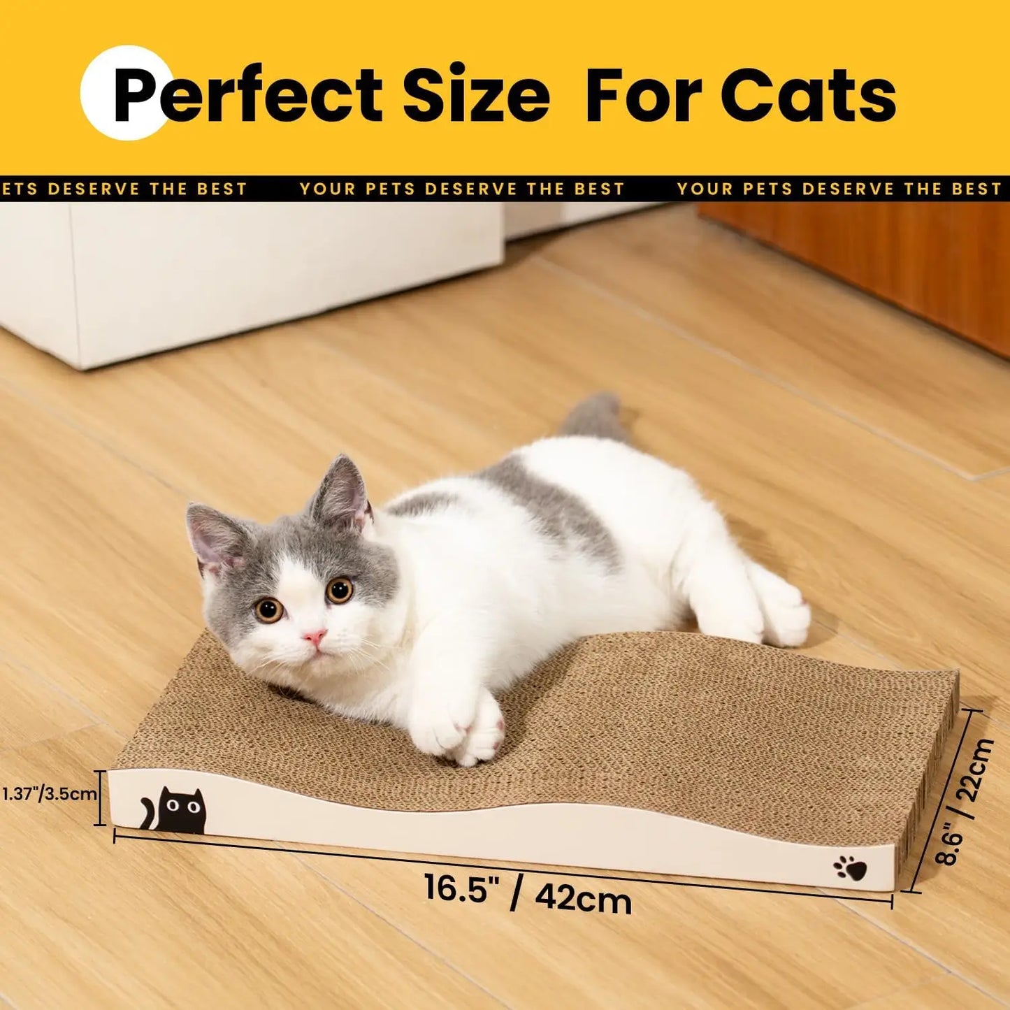 Reversible Cardboard Cat Scratcher Pad – Wave, Large