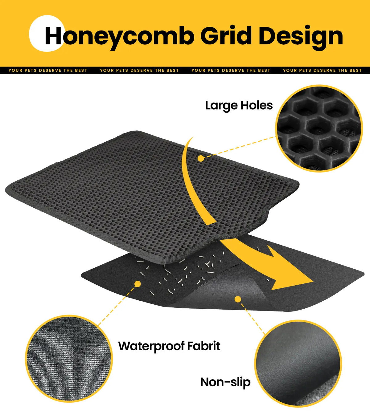 Honeycomb Double-Layer Cat Litter Trapping Mat – 30" x 22"