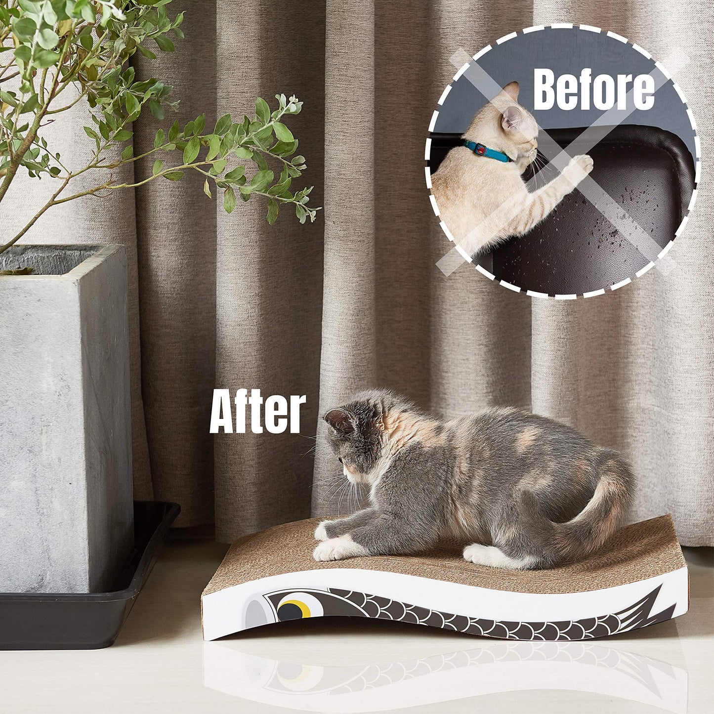 Reversible Cardboard Cat Scratcher Pad – Black, Large