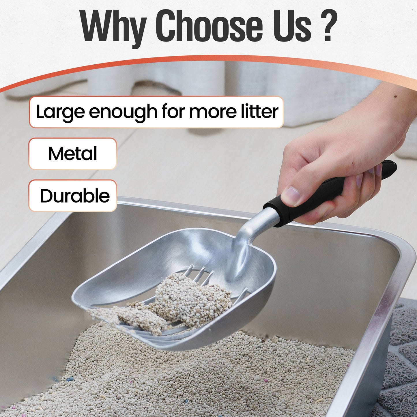 Aluminium Cat Litter Scoop with Deep Shovel