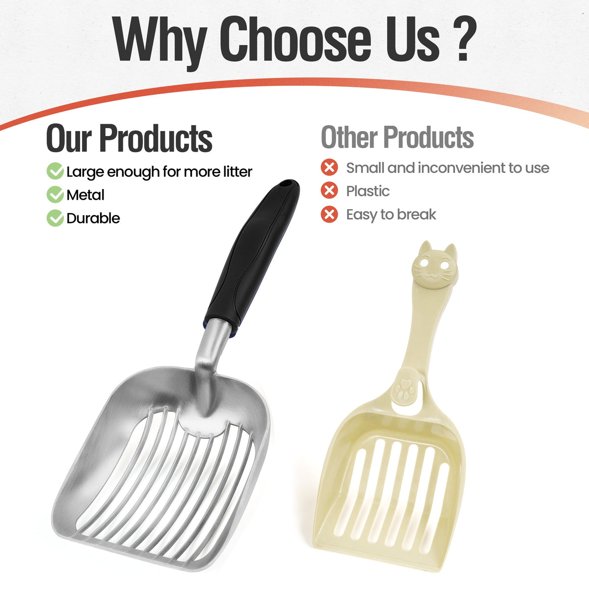 Aluminium Cat Litter Scoop with Deep Shovel