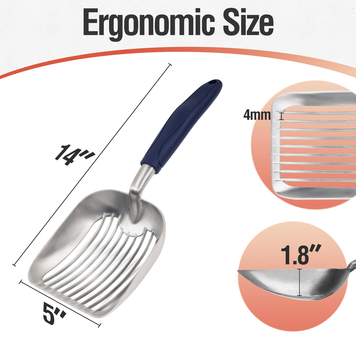 Aluminium Cat Litter Scoop with Deep Shovel