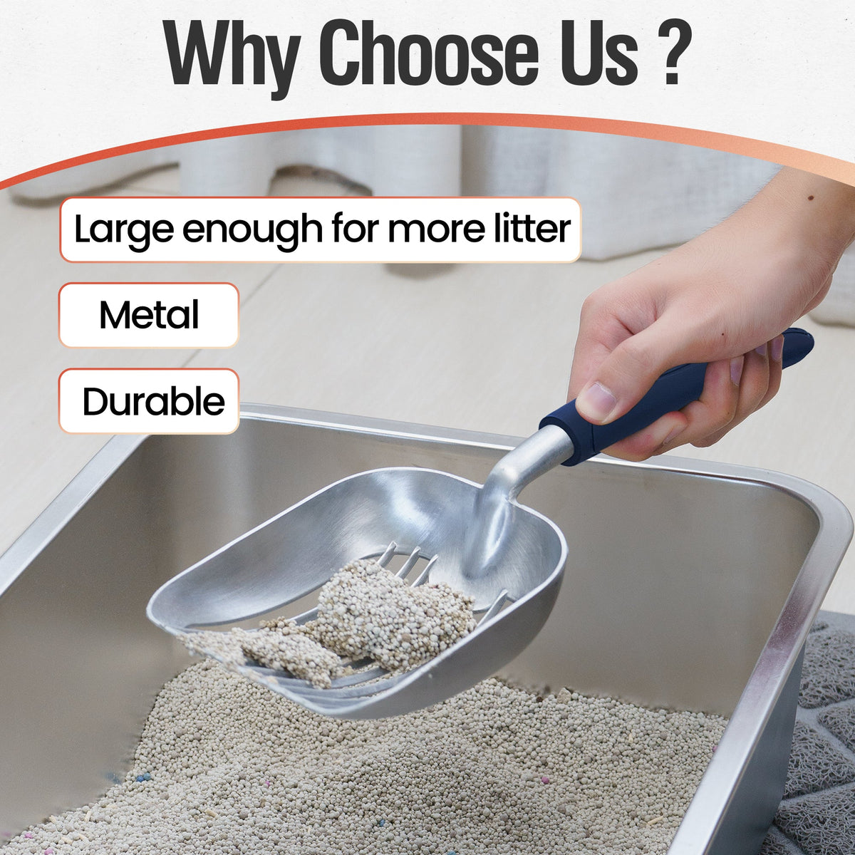 Aluminium Cat Litter Scoop with Deep Shovel