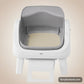 Top-down view of the AutoScooper 12 with a level, freshly cleaned litter bed and sweeping comb