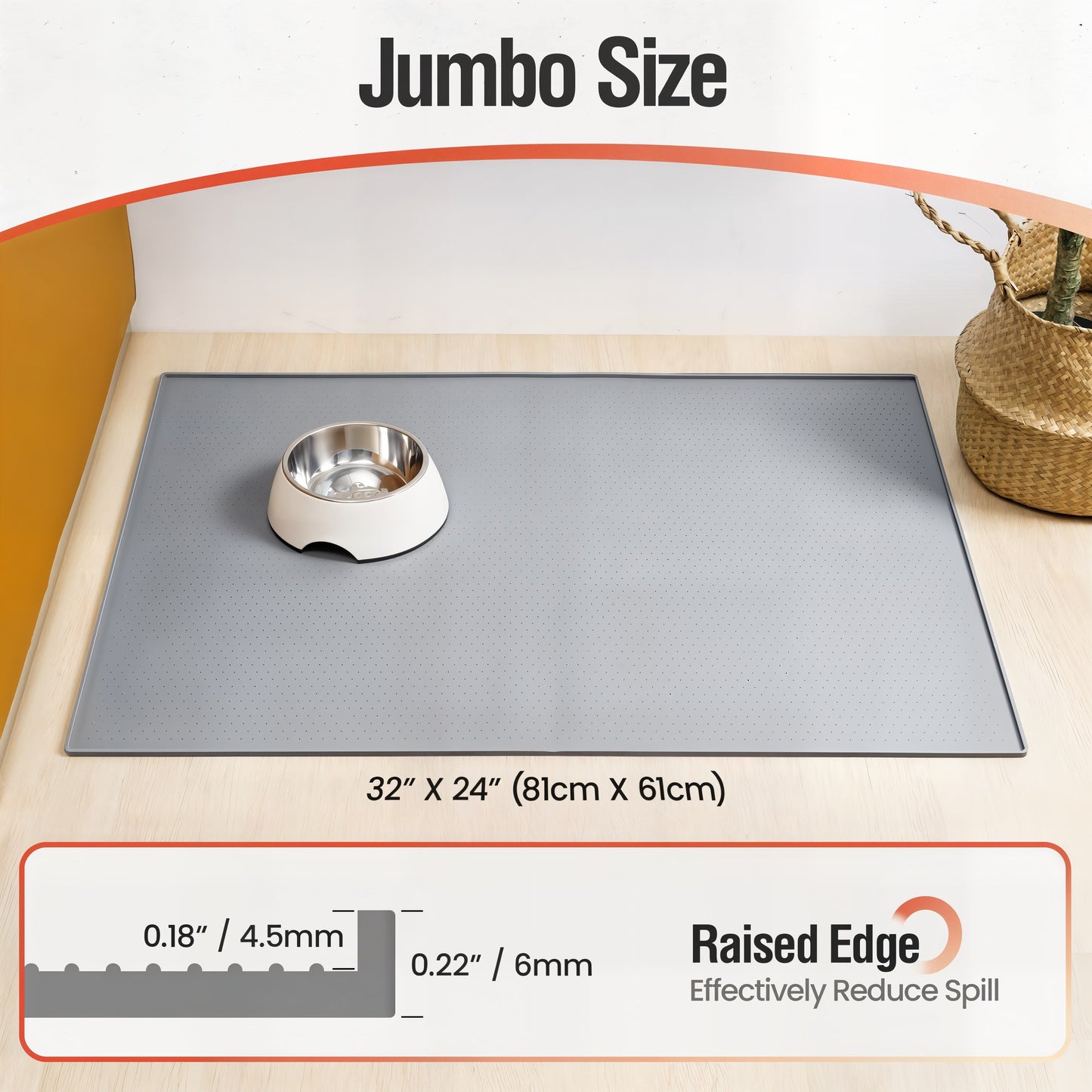 Rozmiar Jumbo 81 x 61 cm, podniesiony brzeg ogranicza rozlewanie